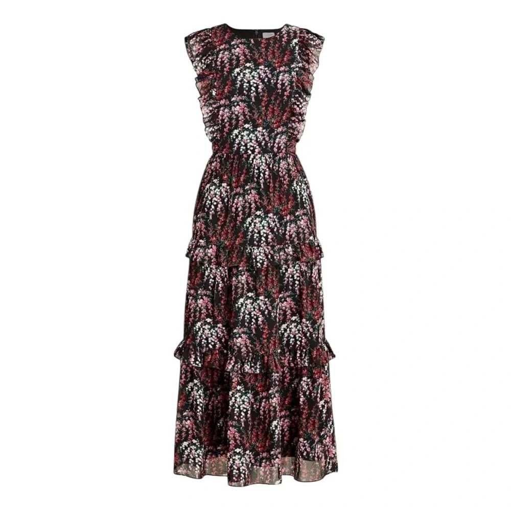 J.Crew Floral Ruffled Tiered Midi Dress